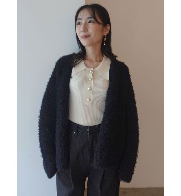 LAGUNAMOON「【WEB限定】ループヤーンセッケツニットブルゾン」|カーディガン|