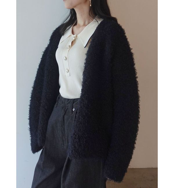 LAGUNAMOON「【WEB限定】ループヤーンセッケツニットブルゾン」|カーディガン|