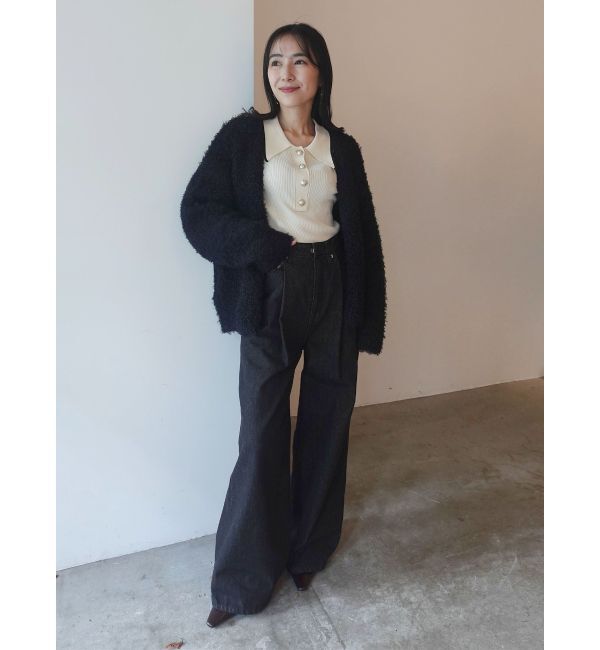 LAGUNAMOON「【WEB限定】ループヤーンセッケツニットブルゾン」|カーディガン|