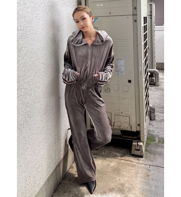 GYDA「ベロアラインショートPK」|パーカー|