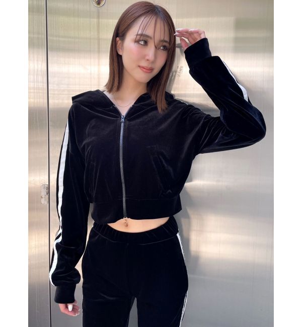 GYDA「ベロアラインショートPK」|パーカー|