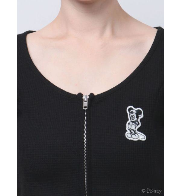 GYDA「Mickey Mouse / フロントZIPワッフルトップス」|Tシャツ・カットソー|