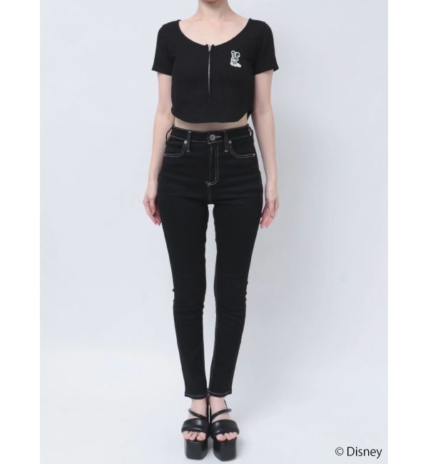 GYDA「Mickey Mouse / フロントZIPワッフルトップス」|Tシャツ・カットソー|