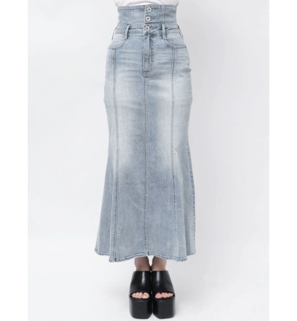 GYDA「ハイウエストBACKクロスマーメイドデニムスカート」|スカート|