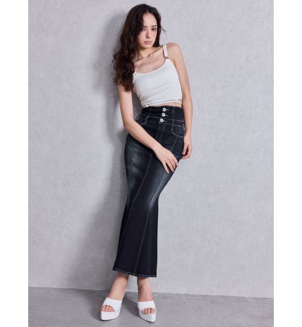 GYDA「ハイウエストBACKクロスマーメイドデニムスカート」|スカート|