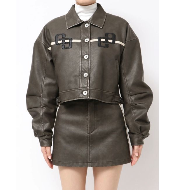 GYDA「GGラインFake Leatherブルゾン」|ブルゾン・スタジャン|