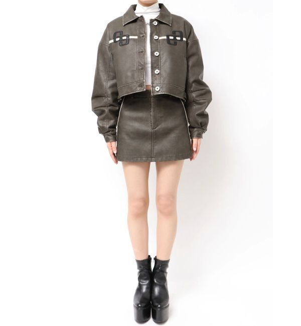 GYDA「GGラインFake Leatherブルゾン」|ブルゾン・スタジャン|