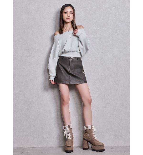 GYDA「GGラインFake Leatherスカートライクショートパンツ」|スカート|