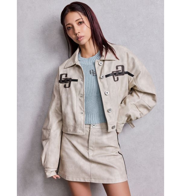 GYDA「GGラインFake Leatherスカートライクショートパンツ」|スカート|