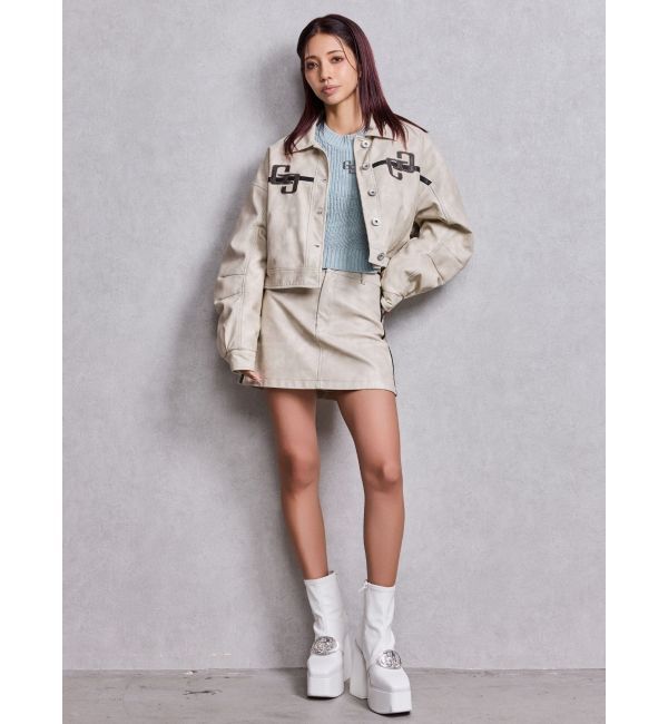 GYDA「GGラインFake Leatherスカートライクショートパンツ」|スカート|