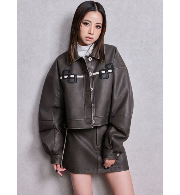 GYDA「GGラインFake Leatherスカートライクショートパンツ」|スカート|