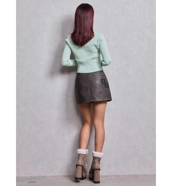 GYDA「GGラインFake Leatherスカートライクショートパンツ」|スカート|