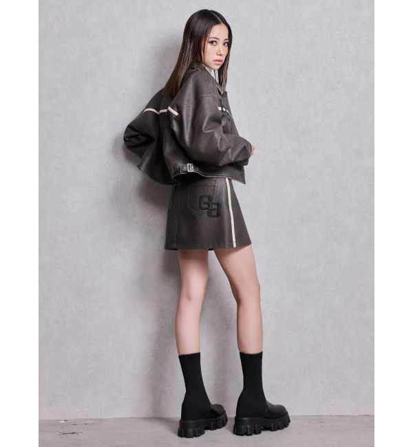 GYDA「GGラインFake Leatherスカートライクショートパンツ」|スカート|