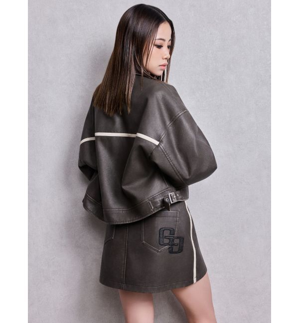 GYDA「GGラインFake Leatherスカートライクショートパンツ」|スカート|