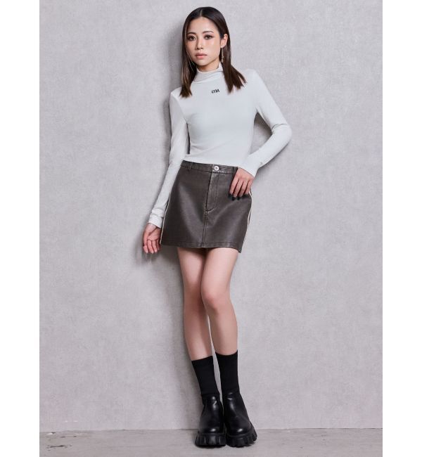 GYDA「GGラインFake Leatherスカートライクショートパンツ」|スカート|