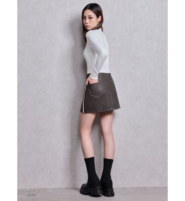 GYDA「GGラインFake Leatherスカートライクショートパンツ」|スカート|