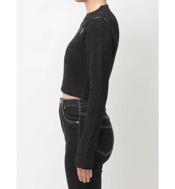 GYDA「GG ZIP designラメニットトップス」|ニット・セーター|