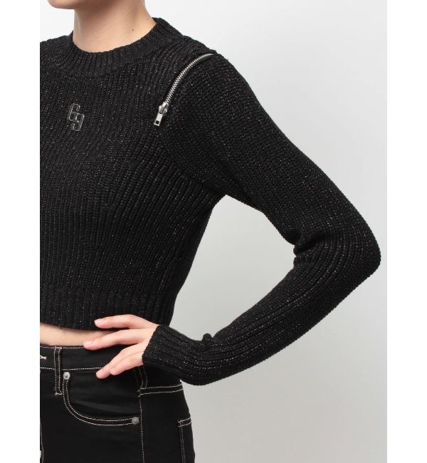 GYDA「GG ZIP designラメニットトップス」|ニット・セーター|