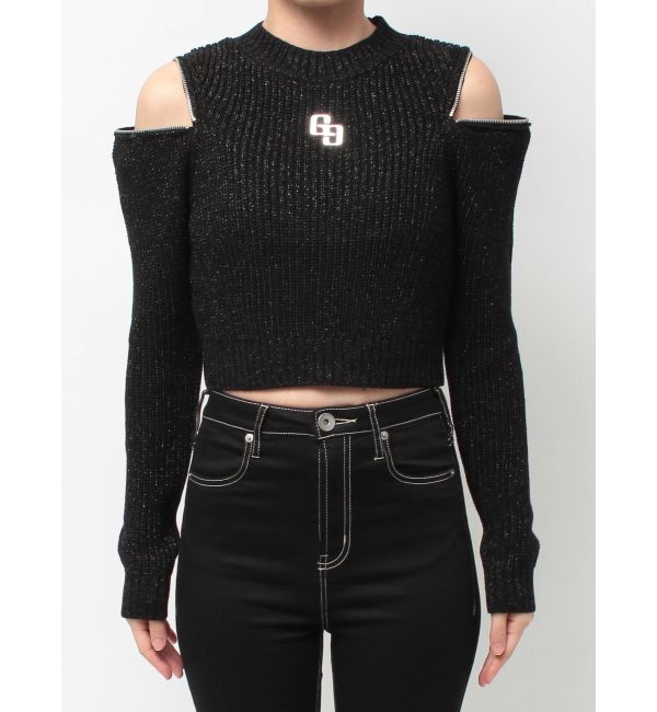GYDA「GG ZIP designラメニットトップス」|ニット・セーター|