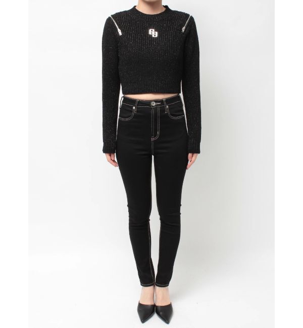 GYDA「GG ZIP designラメニットトップス」|ニット・セーター|