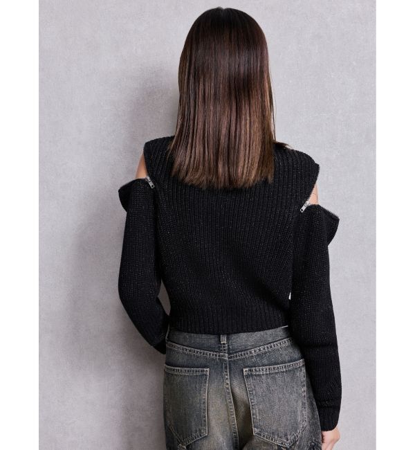 GYDA「GG ZIP designラメニットトップス」|ニット・セーター|