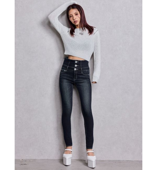 GYDA「GG ZIP designラメニットトップス」|ニット・セーター|