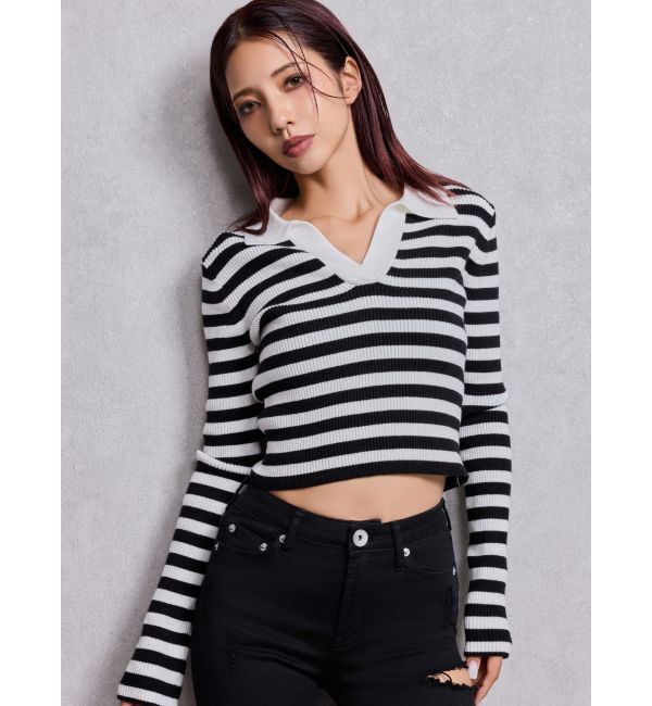 GYDA「POLOニットトップス」|ニット・セーター|ミックス