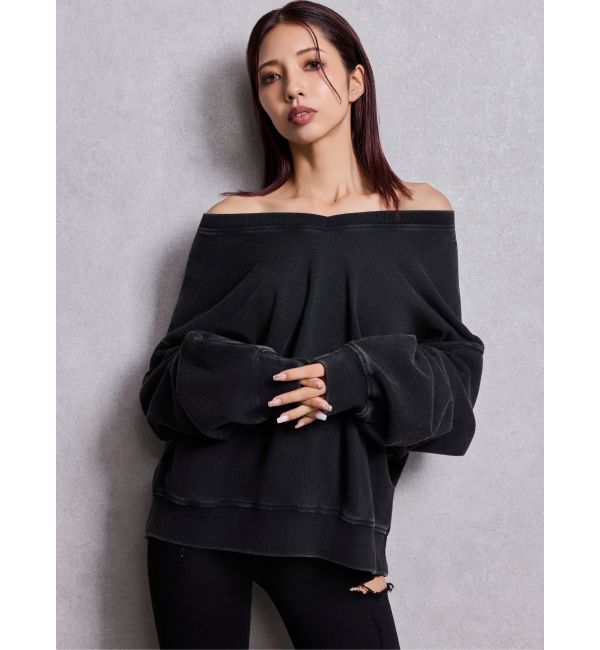 GYDA「VネックSMIRK BUNNYスウェットトップス」|スウェット・ジャージ|