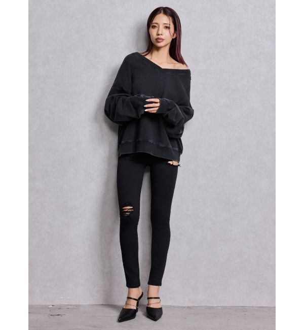 GYDA「VネックSMIRK BUNNYスウェットトップス」|スウェット・ジャージ|