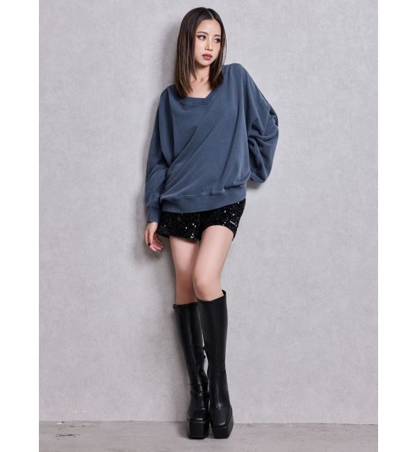 GYDA「VネックSMIRK BUNNYスウェットトップス」|スウェット・ジャージ|