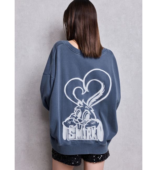 GYDA「VネックSMIRK BUNNYスウェットトップス」|スウェット・ジャージ|ネイビー