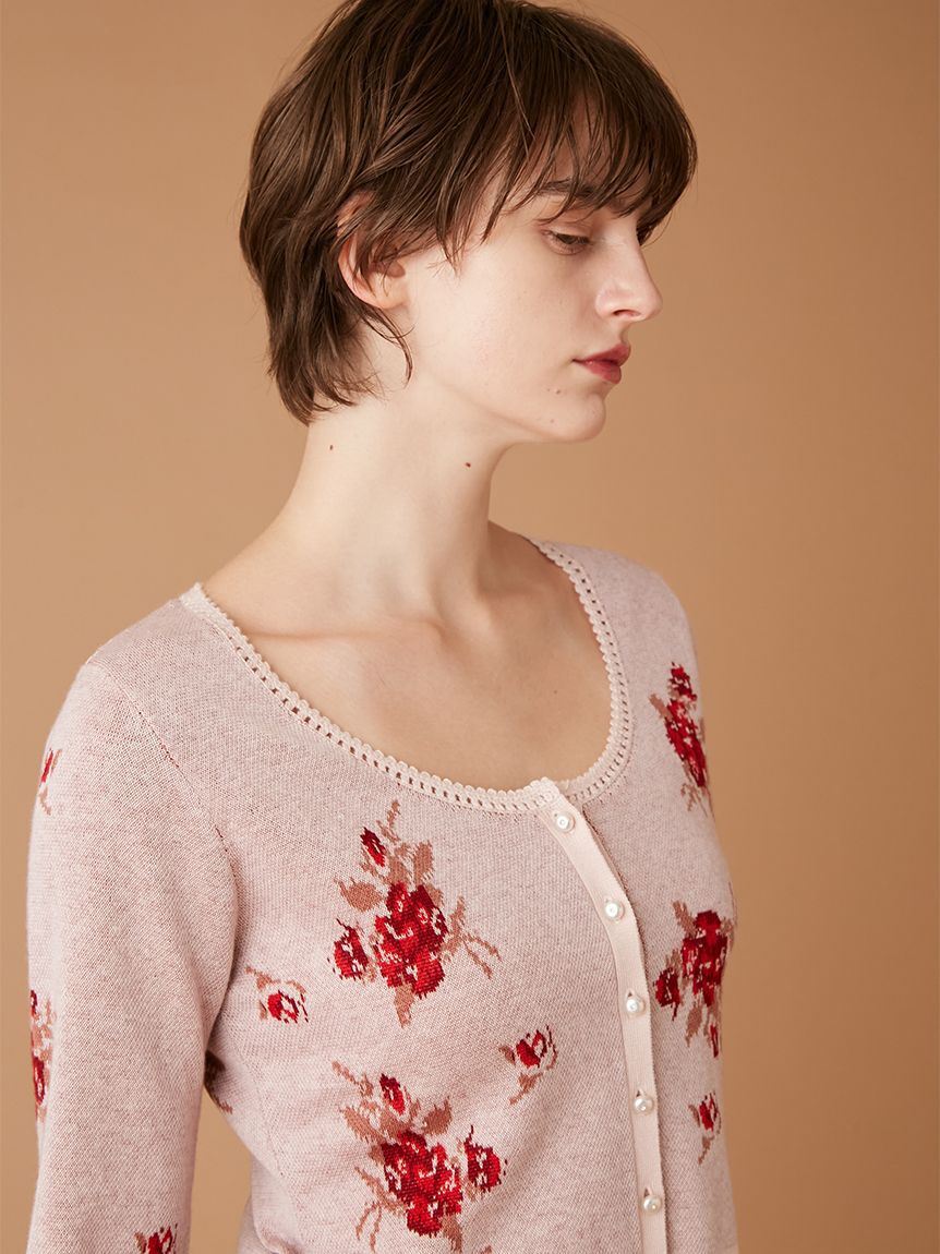 FURFUR「フラワージャガードカーディガン」|カーディガン|