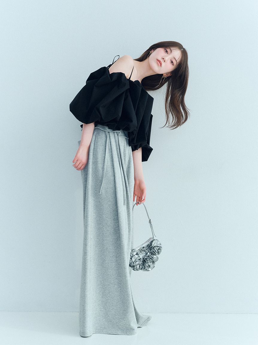 SNIDEL「ウエストデザインボリュームワイドパンツ」|チノ|