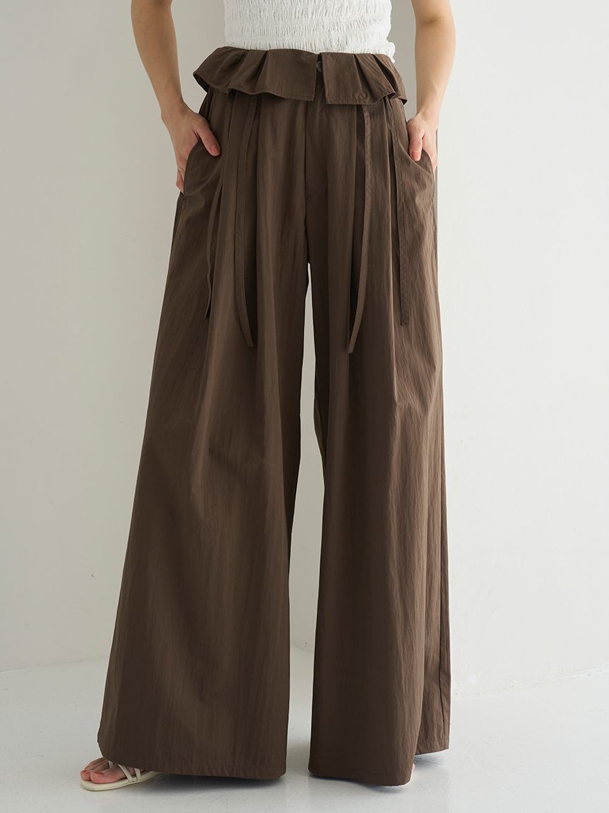SNIDEL「ウエストデザインボリュームワイドパンツ」|チノ|