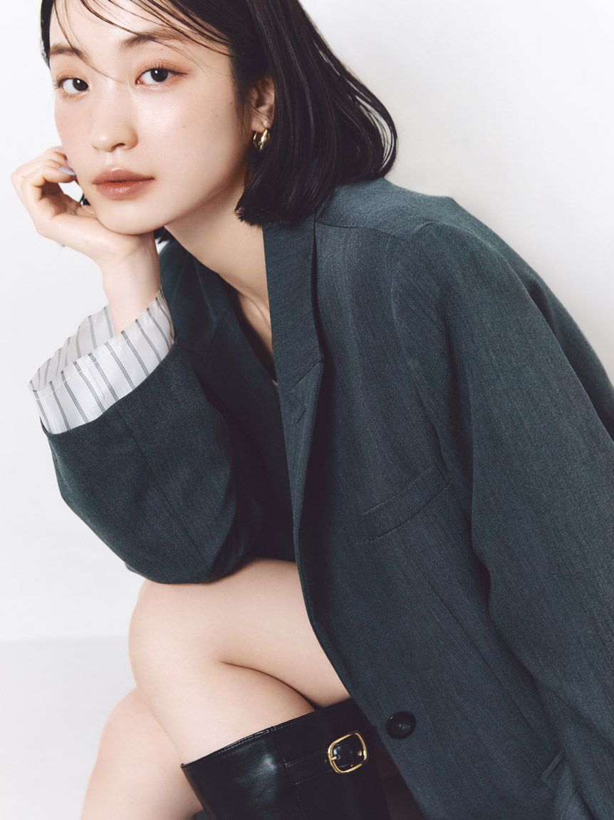 SNIDEL「オーバーサイズジャケット」|テーラードジャケット|GRY