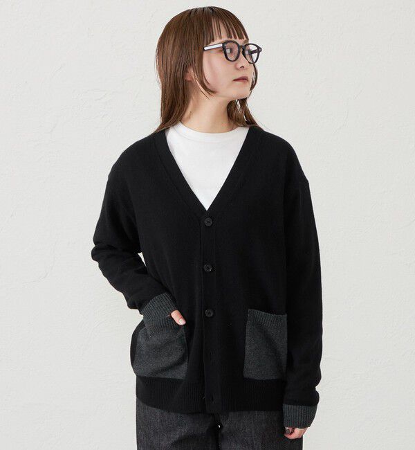 MACKINTOSH PHILOSOPHY「GREY LABEL ウールカシミヤブロックカーディガン」|ニット・セーター|ブラック