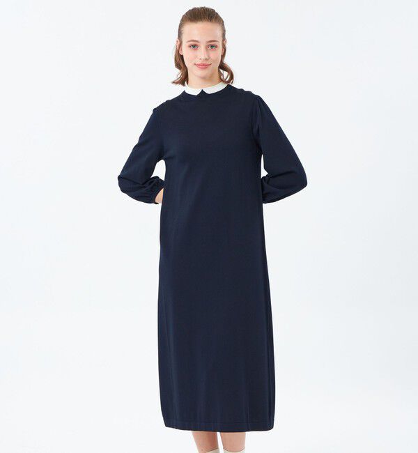 MACKINTOSH PHILOSOPHY「【25年秋冬モデル】Cleric Collar Knit サックワンピース」|ワンピース|ネイビー
