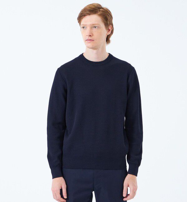 MACKINTOSH PHILOSOPHY「14G カノコ風ジャカード クルーネックニット」|ニット・セーター|ネイビー