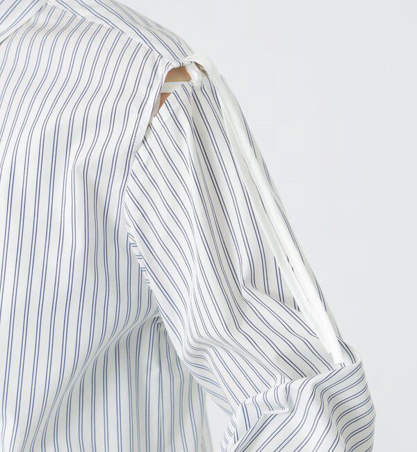  「ストライプショルダーカットアウトシャツ」|シャツ・ブラウス|