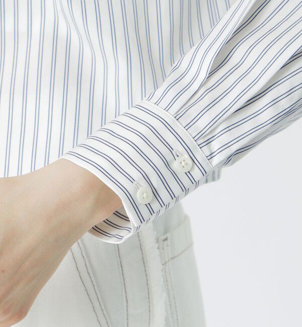  「ストライプショルダーカットアウトシャツ」|シャツ・ブラウス|