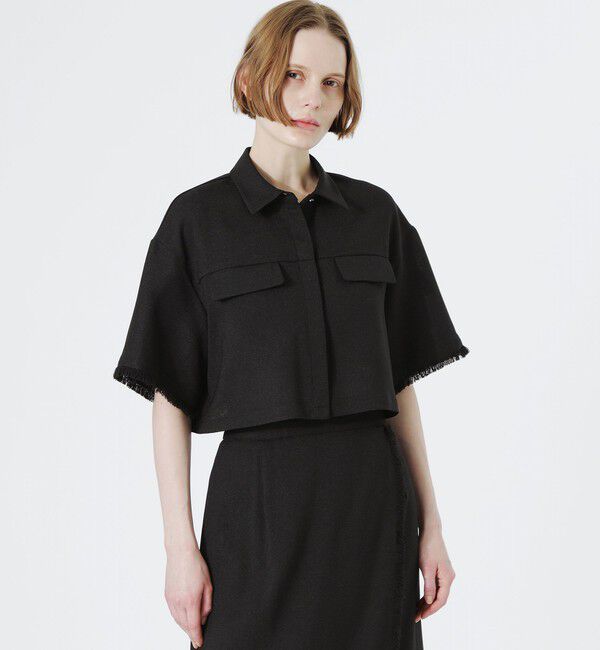  「フリンジハーフスリーブシャツ」|シャツ・ブラウス|ブラック