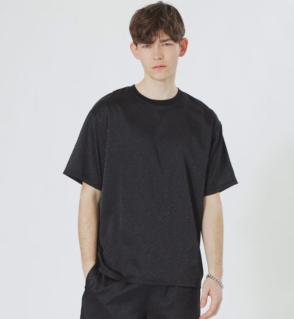  「サテンジャカードTシャツ」|Tシャツ・カットソー|ブラック