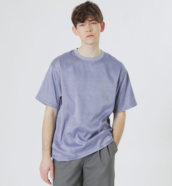  「サテンジャカードTシャツ」|Tシャツ・カットソー|サックスブルー