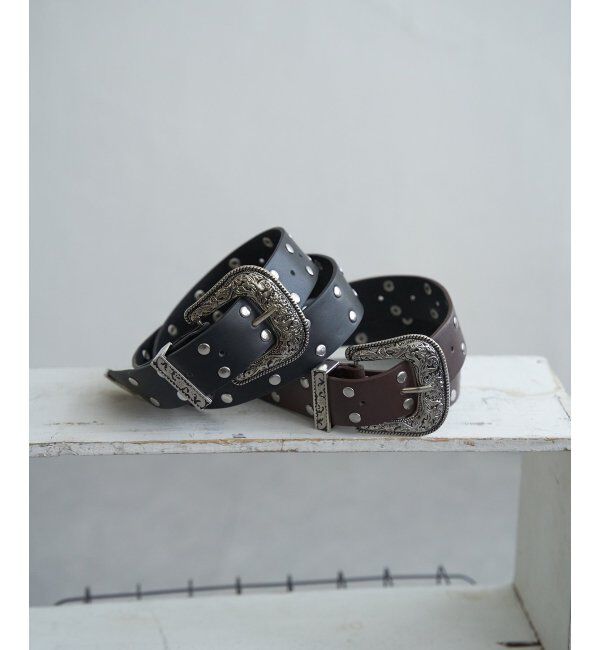 VENCE share style「スタッズレザーウエスタンベルト」|ベルト|ブラック