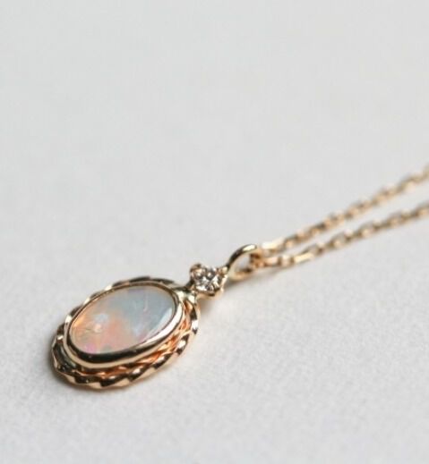  「ダイヤモンド / オパール ネックレス | K10YG」|ネックレス|