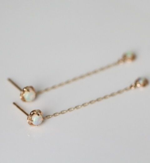  「オパール チェーン ピアス | K10YG」|ピアス|