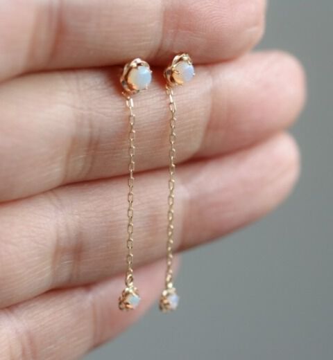  「オパール チェーン ピアス | K10YG」|ピアス|