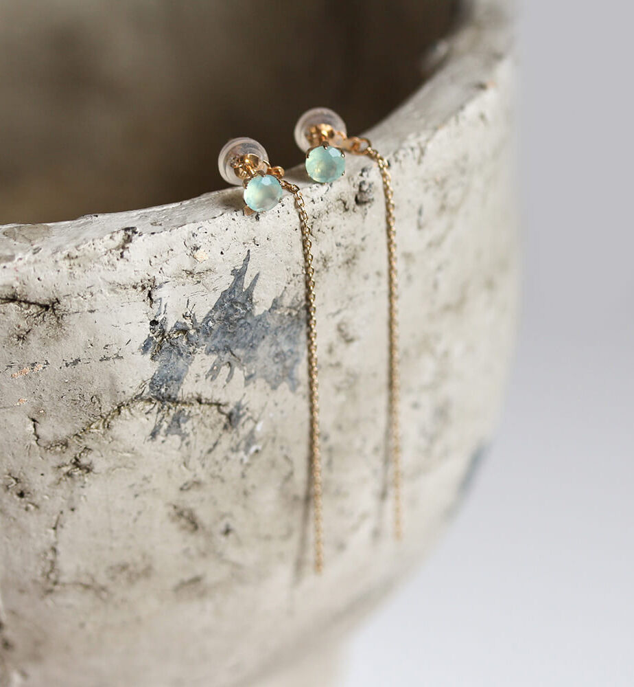  「ブルーオパール チェーン ピアス | K10YG」|ピアス|K10 イエローゴールド