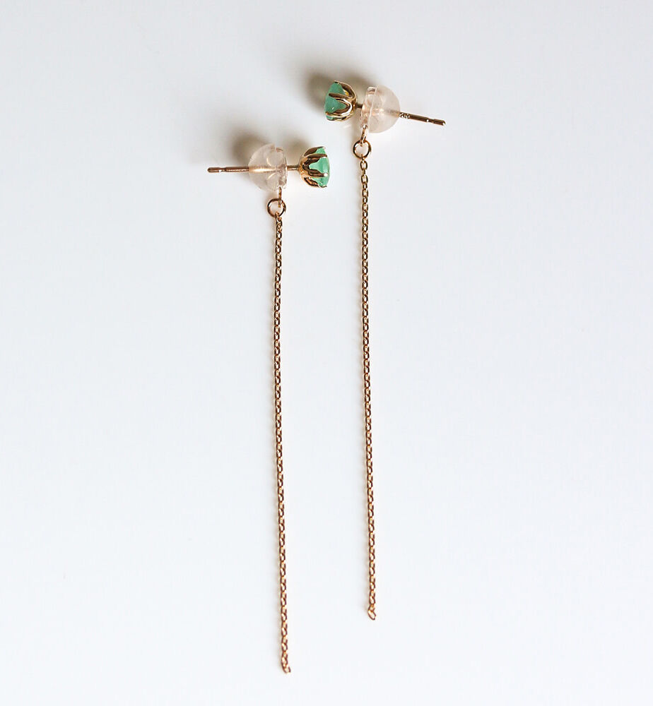  「ブルーオパール チェーン ピアス | K10YG」|ピアス|