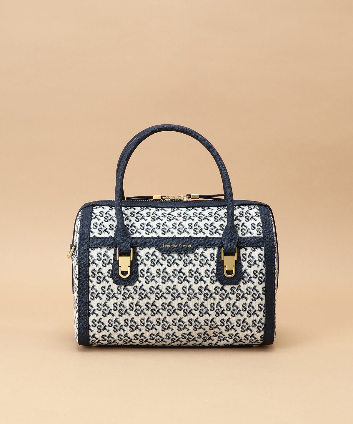 Samantha Thavasa「ST Jacquard シルエット ボストンバッグ」|ボストンバッグ|ネイビー